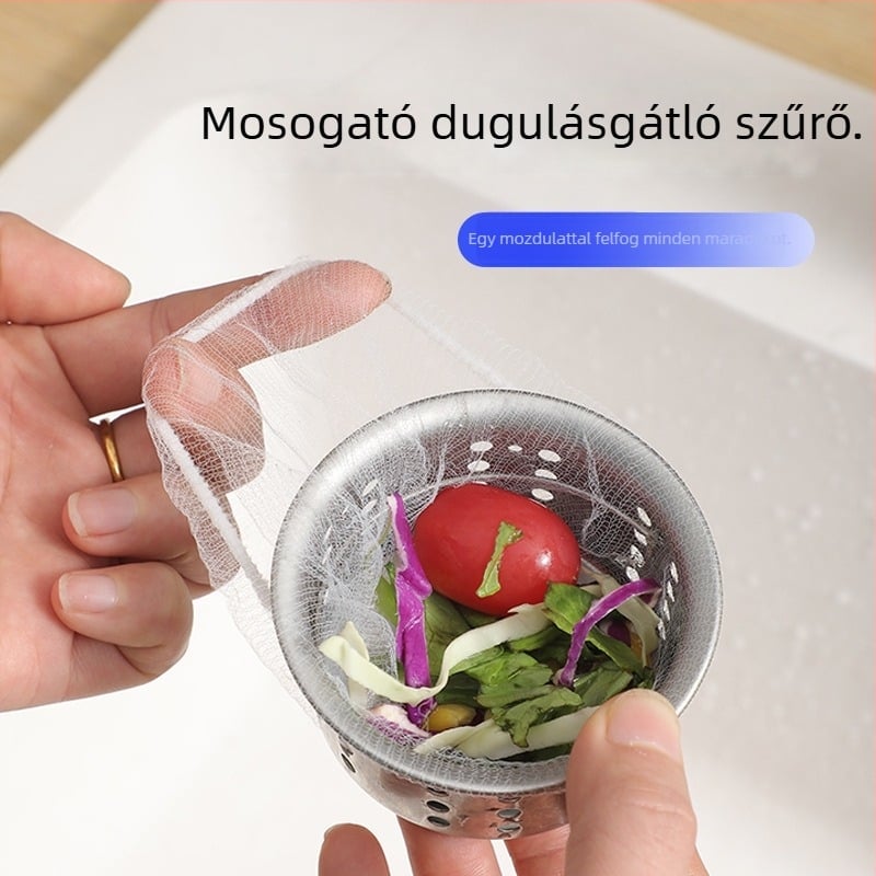 Egyszer használatos konyhai mosogató szűrőháló – hulladék gyűjtésére és a lefolyó eldugulásának megelőzésére