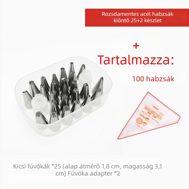 Teljes dekoráló cső készlet eszközökkel, dekoráló csövek és kiegészítők, krém díszítéséhez, bébiételekhez, nagy és kis méretek