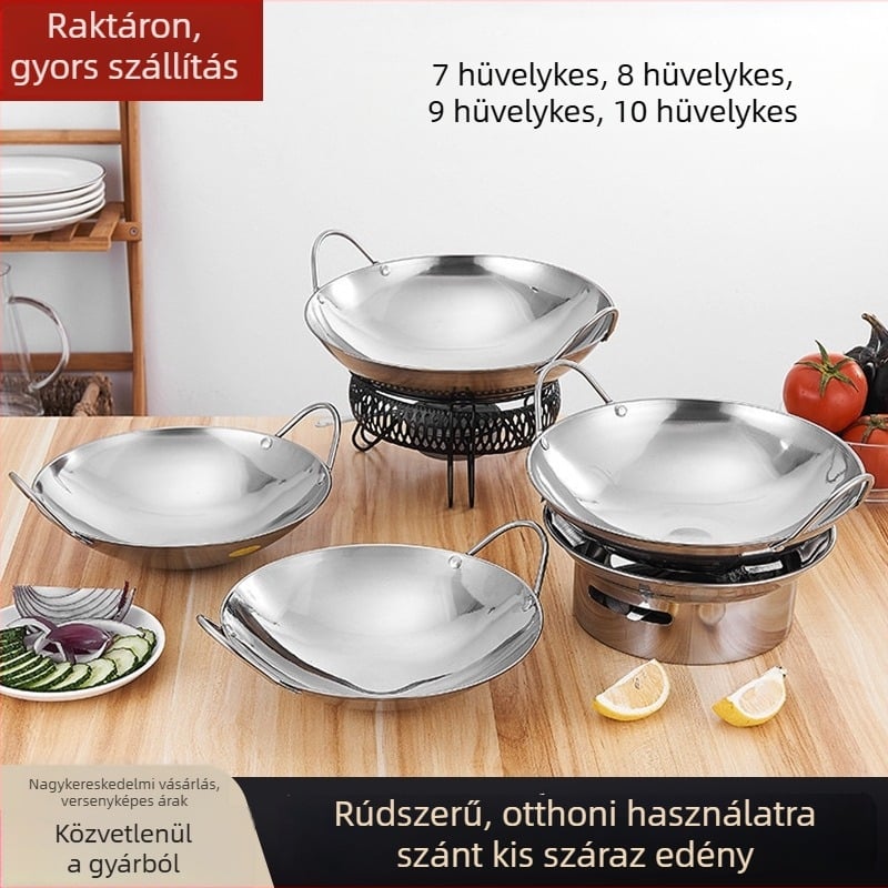 Vastagított rozsdamentes acél alkoholfőző, sík aljzatú, forró edényekhez és száraz edényekhez, univerzális otthoni és bárhasználatra