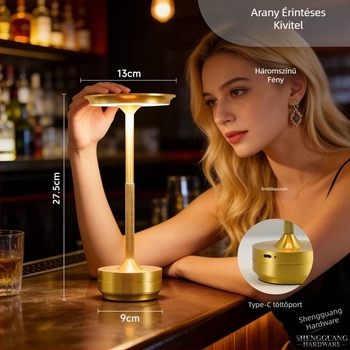 LED érintéses asztali lámpa UFO alakú, feltölthető éjszakai fény szállodák, éttermek, hálószobák és kültéri használatra