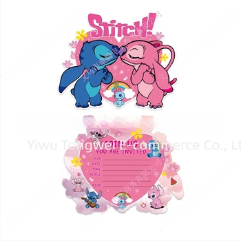 Stitch, Angel, Minnie, Princess és Lightning McQueen különleges alakú parti meghívók