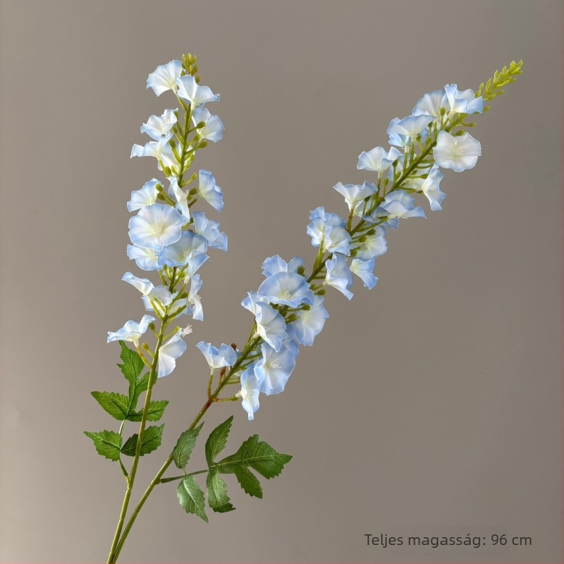 Delphinium és Jácint – selyemvirágok menyasszonyi háttérhez, magas virágkompozíció
