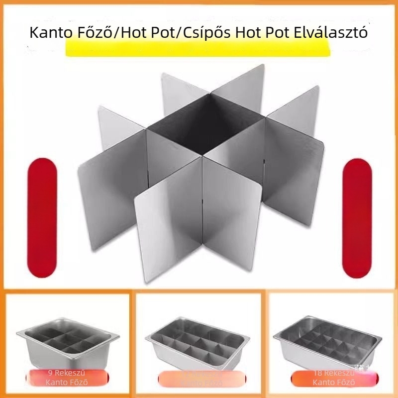 Kilenc rekeszes rozsdamentes acél grillrács odenhez és csípős hot pot-hoz