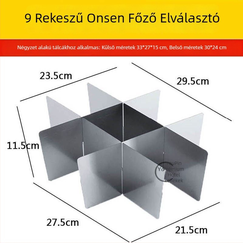 Kilenc rekeszes rozsdamentes acél grillrács odenhez és csípős hot pot-hoz