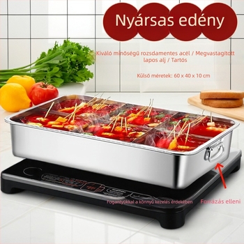 Rozsdamentes acél hot pot szeparátorral indukciós főzőfelülethez, kínai stílusú, 6,1–10 L, modell QC25-CCG2151