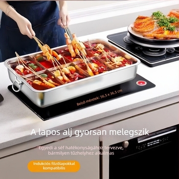 Rozsdamentes acél hot pot szeparátorral indukciós főzőfelülethez, kínai stílusú, 6,1–10 L, modell QC25-CCG2151
