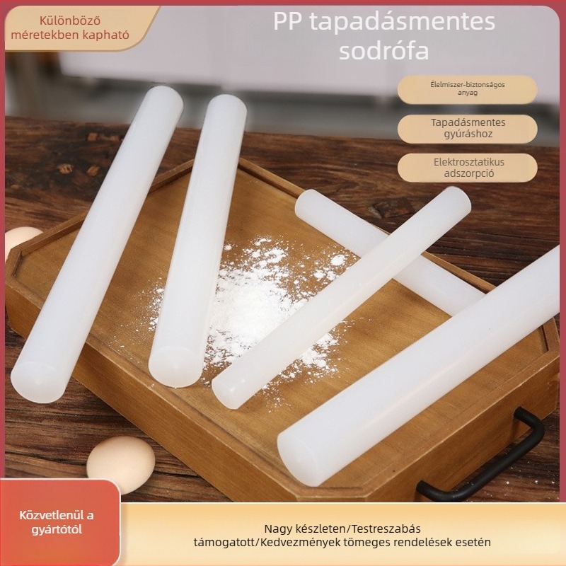 PP tapadásmentes műanyag nyújtófa fondathoz és tésztához – otthoni sütéshez