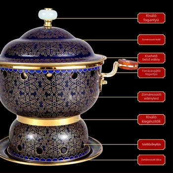 Cloisonné réz egy személyre, zománcolt réz edény kereskedelmi használatra