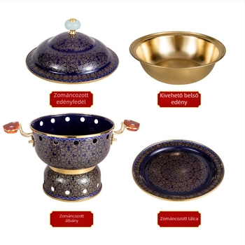 Cloisonné réz egy személyre, zománcolt réz edény kereskedelmi használatra
