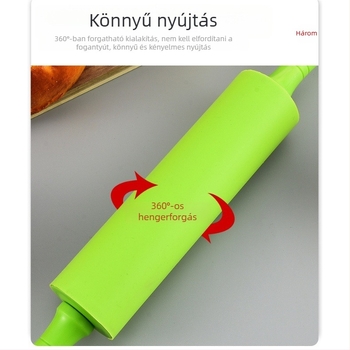Extra nagy szilikon tésztanyújtó görgő műanyag nyéllel, tapadásmentes, sütéshez