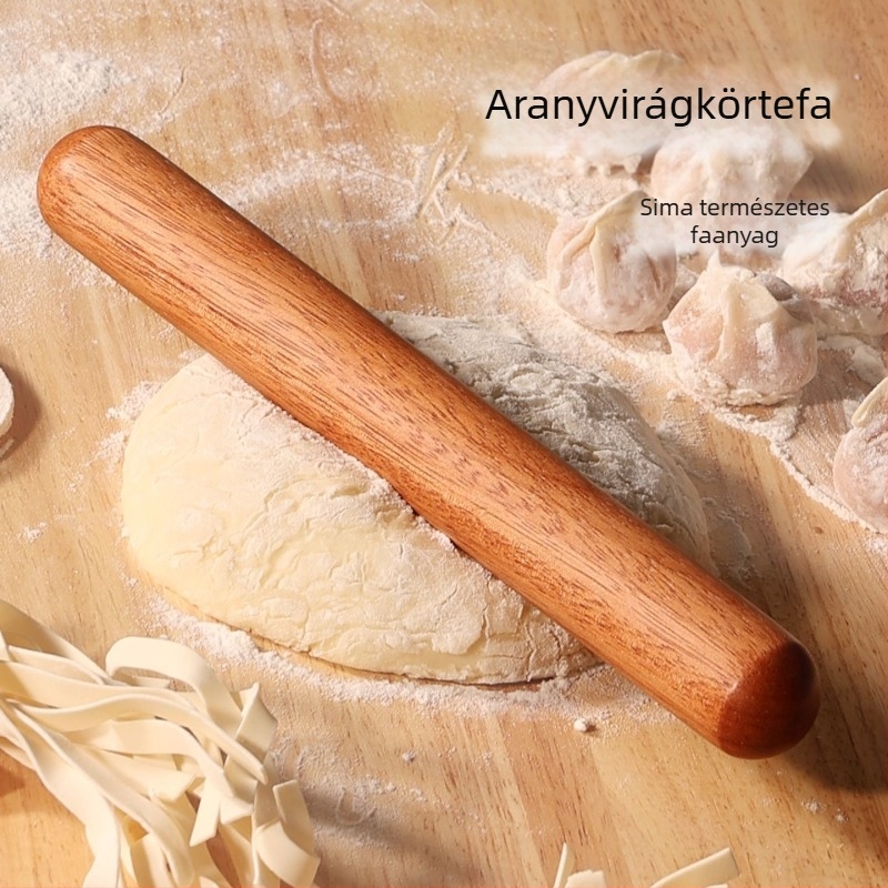 Természetes aranyrózsa-fa nyújtófa háztartási használatra, tömör fa, lak nélkül, szagtalan, sima, tapadásmentes, dumplings és sütemények tésztájának nyújtásához