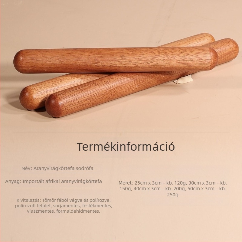 Természetes aranyrózsa-fa nyújtófa háztartási használatra, tömör fa, lak nélkül, szagtalan, sima, tapadásmentes, dumplings és sütemények tésztájának nyújtásához