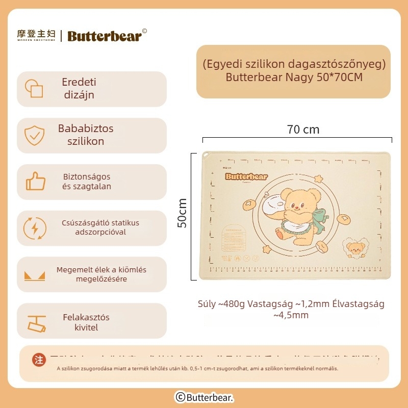 Modern Housewife & Butter Bear Fából készült nyújtófa otthoni használatra, élelmiszer-minőségű, tészta- és gombóclapokhoz