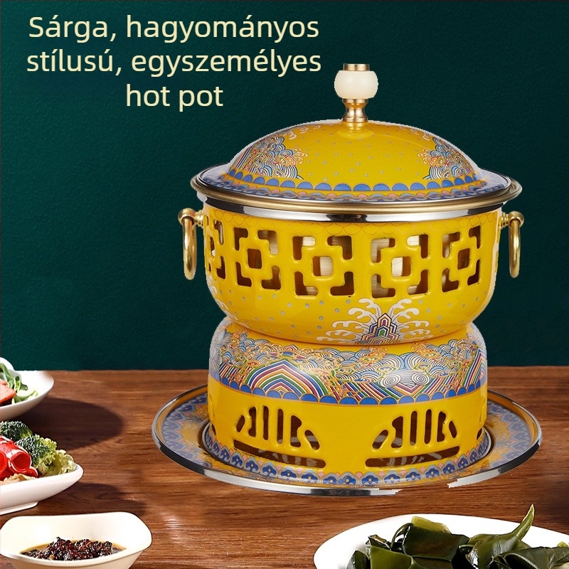 Cloisonné rézforróedény zománc bevonat testtel, vastagított tiszta réz, egy személyes alkoholfőző, mandarin kacsa kétrekeszes kialakítású, 2,1–4 L