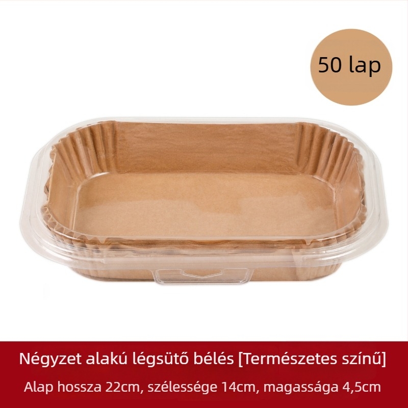 Téglalap alakú sütőpapír kosár az air fryerhez, egyszer használatos, élelmiszerbiztonsági szilikon bevonattal