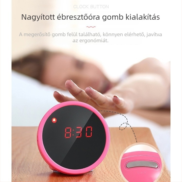 LED tükrös ébresztőóra asztali használathoz, naptárral és sminktükörrel, logónyomtatás