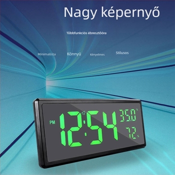 Nagy képernyős nappali falióra hőmérséklet- és páratartalom kijelzővel, naptárral és ébresztővel – 3808L, falra szerelhető