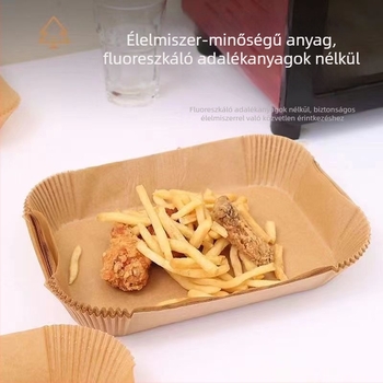 Szilikon bevonat sütőpapír levegőben sütéshez, élelmiszer-minőségű sütőpapír zsírelnyelő, tapadásmentes, téglalap alakú papírtálca