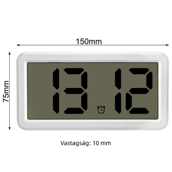Ultra vékony LCD digitális ébresztőóra nagy kijelzővel, íróasztalra és hálószobába, csendes, akkumulátoros, modern letisztult dizájn