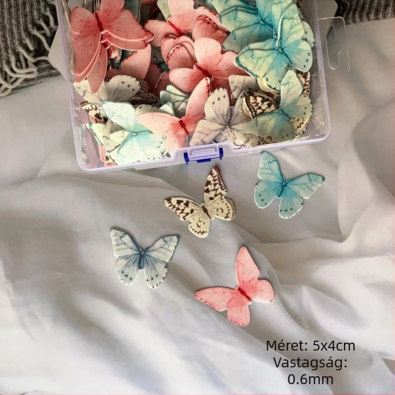 Színes DIY pillangók rizslapból tortadíszítéshez