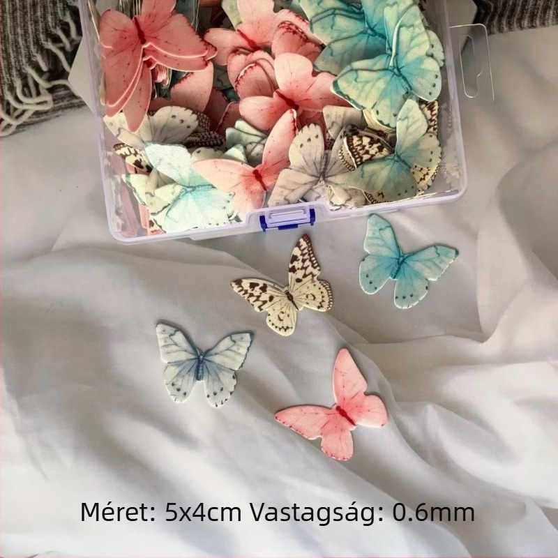 Színes DIY pillangók rizslapból tortadíszítéshez