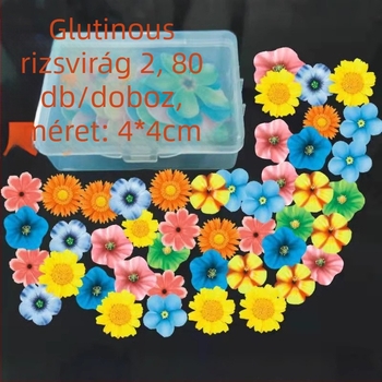 Ehető ragadós rizspapír díszítések tortákhoz — virágmotívumok, sütéshez dekorációs doboz