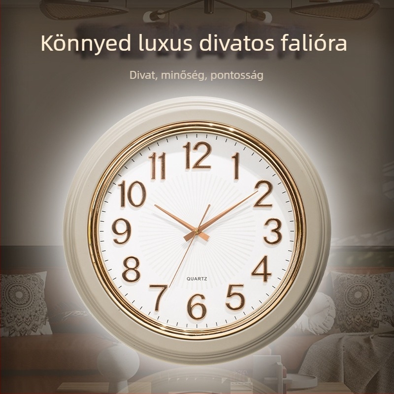 20 hüvelykes kvarc falióra otthonra, 3D számjegyekkel, modern nappali stílusban