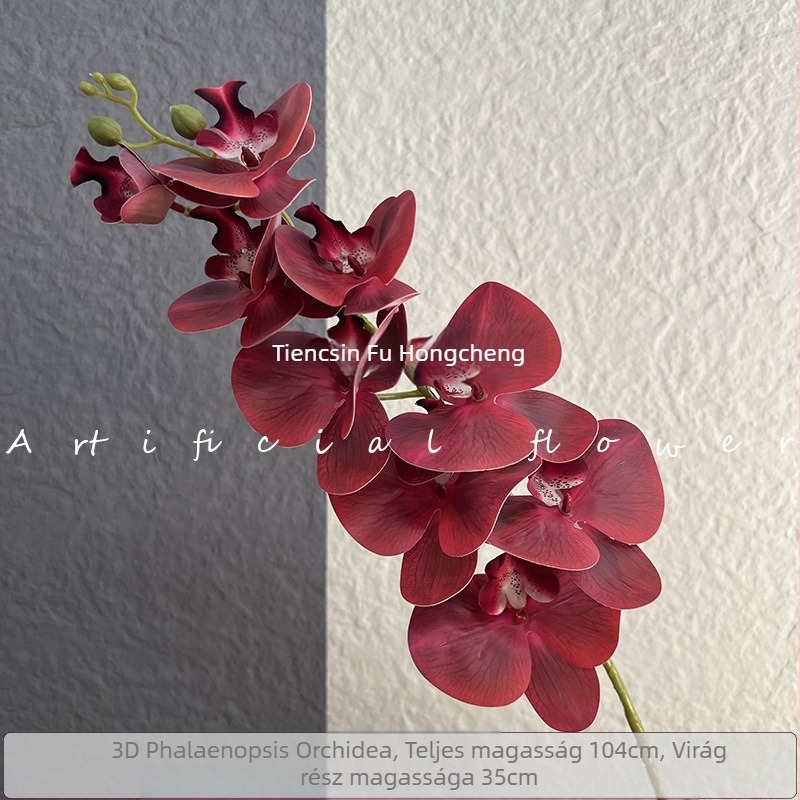 3D-s Phalaenopsis művirág filmszerű textúrával esküvői dekorációhoz és otthoni díszítéshez