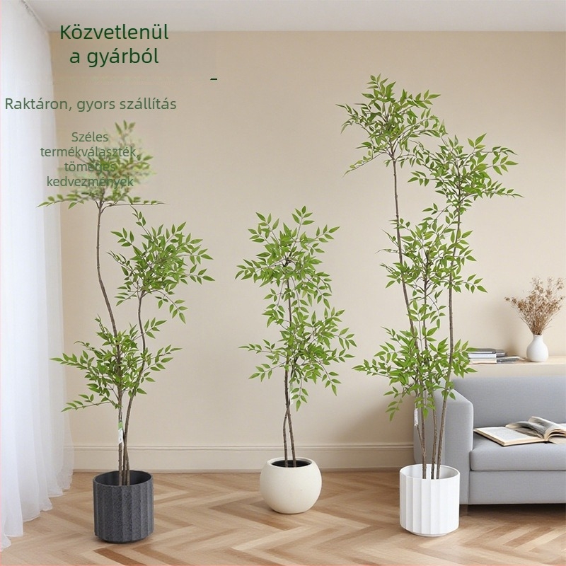 Nagy belső térre szóló műnövény, nandina bonsai, padlón álló dekoráció otthonokba, szállodákba és kereskedelmi terekbe