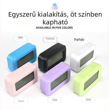 Digitális kijelzős mini asztali ébresztőóra, kis elektronikus ébresztőóra, elemről működik, érintéses háttérvilágítással