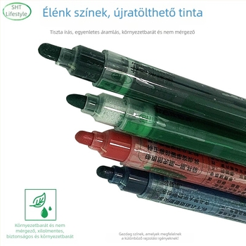 Nyom nélkül törlő fehér táblás marker, zöld tábla marker, oktatási célú újratölthető marker, nagy kapacitású folyékony tinta, vízbázisú toll