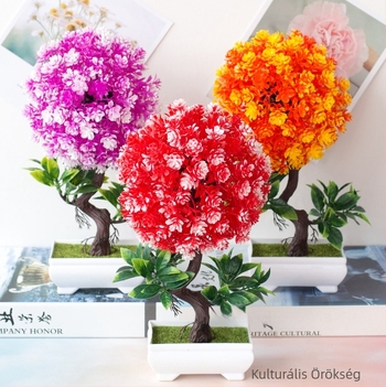 Selyemvirág bonsai cserépben – mini fa művirággal, dekoratív növény