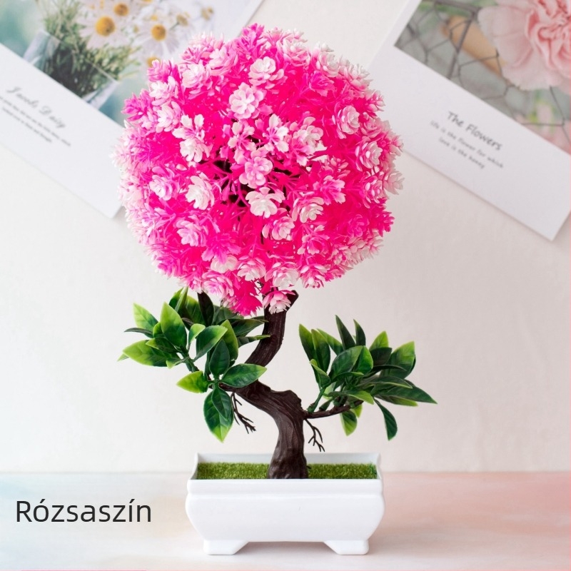 Selyemvirág bonsai cserépben – mini fa művirággal, dekoratív növény