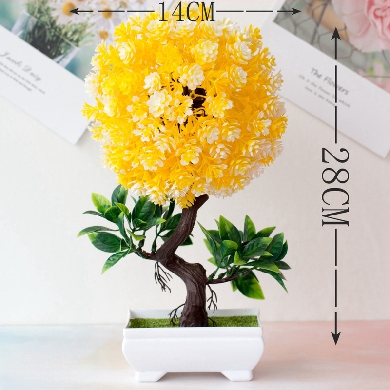 Selyemvirág bonsai cserépben – mini fa művirággal, dekoratív növény