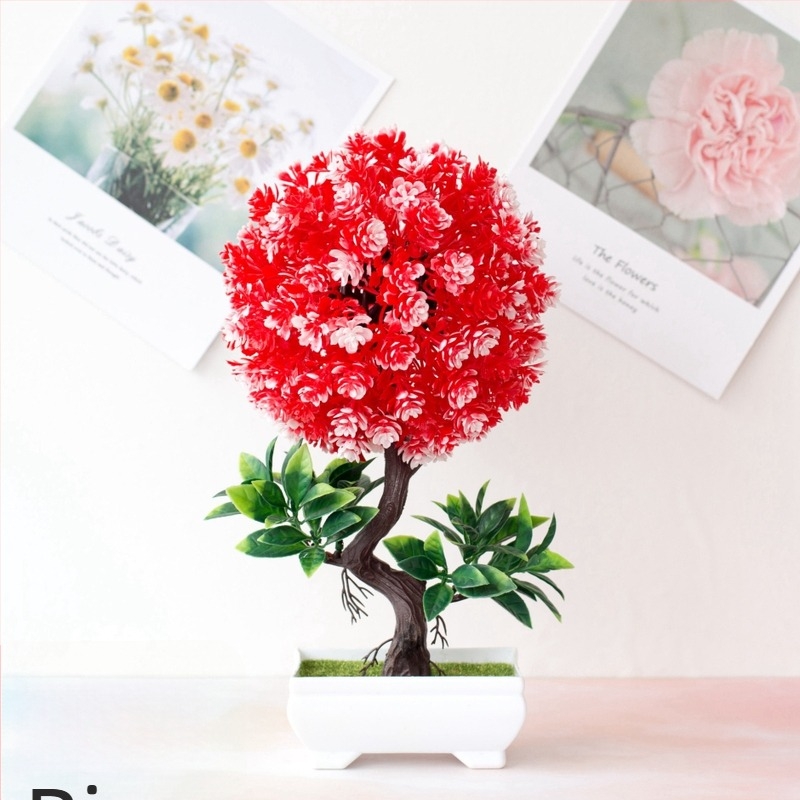 Selyemvirág bonsai cserépben – mini fa művirággal, dekoratív növény