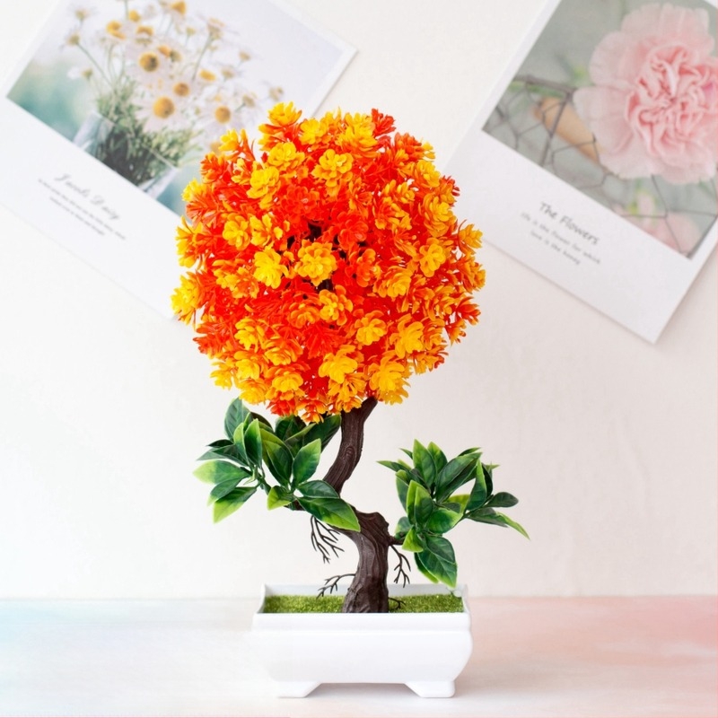 Selyemvirág bonsai cserépben – mini fa művirággal, dekoratív növény