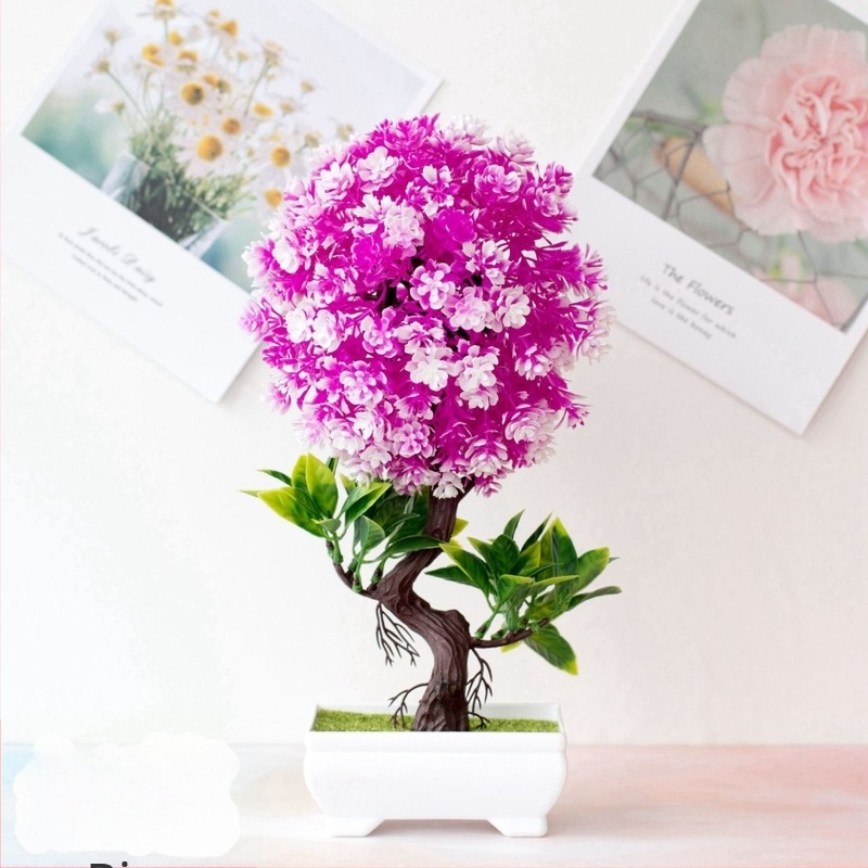 Selyemvirág bonsai cserépben – mini fa művirággal, dekoratív növény