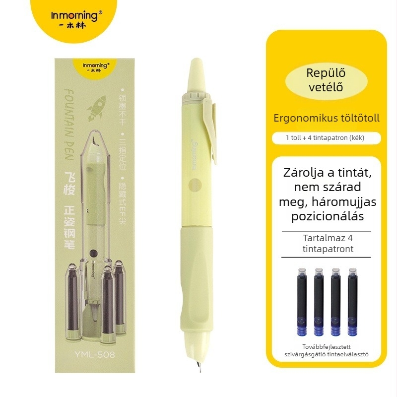 Yimulin testtartás-korrigáló töltőtoll, elegáns kialakítás, sima írás, gyorsan száradó tinta, nyomógombos mechanizmus, cserélhető tintapatronok, tollkészlet