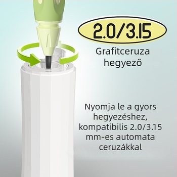 Fél-automatikus ceruzahegyező, nagy átmérőjű 3.0–3.15 mm, mini hordozható, megőrzi a kezek tisztaságát.