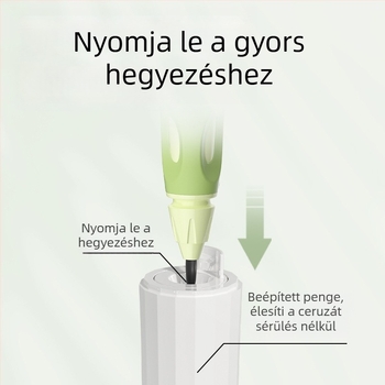 Fél-automatikus ceruzahegyező, nagy átmérőjű 3.0–3.15 mm, mini hordozható, megőrzi a kezek tisztaságát.