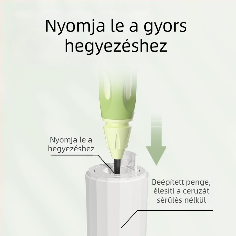 Fél-automatikus ceruzahegyező, nagy átmérőjű 3.0–3.15 mm, mini hordozható, megőrzi a kezek tisztaságát.