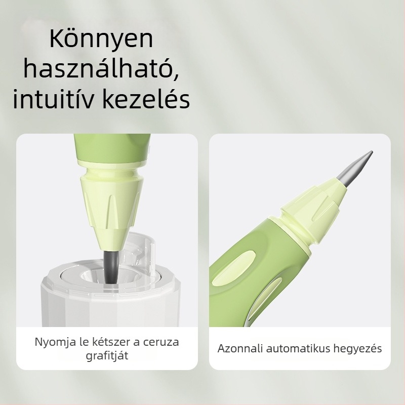 Fél-automatikus ceruzahegyező, nagy átmérőjű 3.0–3.15 mm, mini hordozható, megőrzi a kezek tisztaságát.