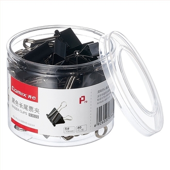 Qixin B3629 Fekete Jegytartó hosszú farokkal, 5#, 19 mm, 40 db/cső