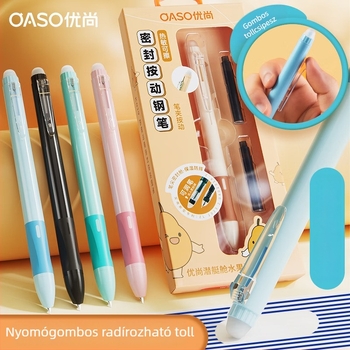 Oaso K019 harmadik osztályos íráshoz való toll búvárkabin-stílusú zárt mechanizmus és termoszenzitív törölhető tinta zsákkal