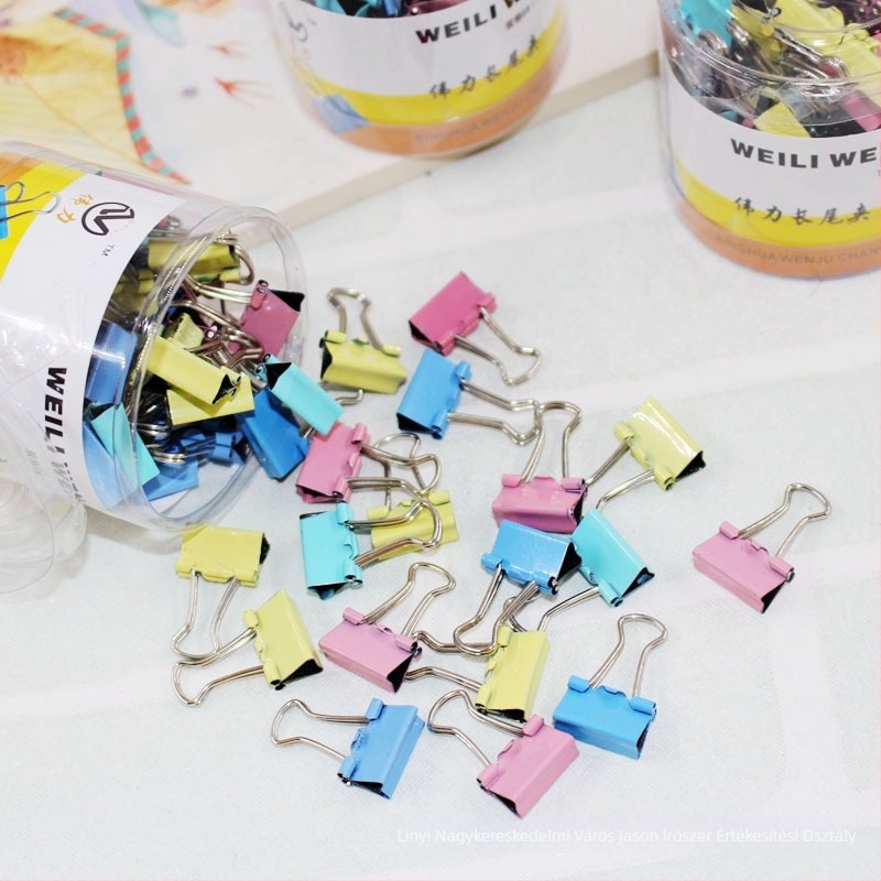 Színes 15 mm-es iratkapcsok, 6-os méret, 60 darabos készlet