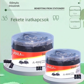 41 mm fekete hosszú farkú fémklip irodai kellék