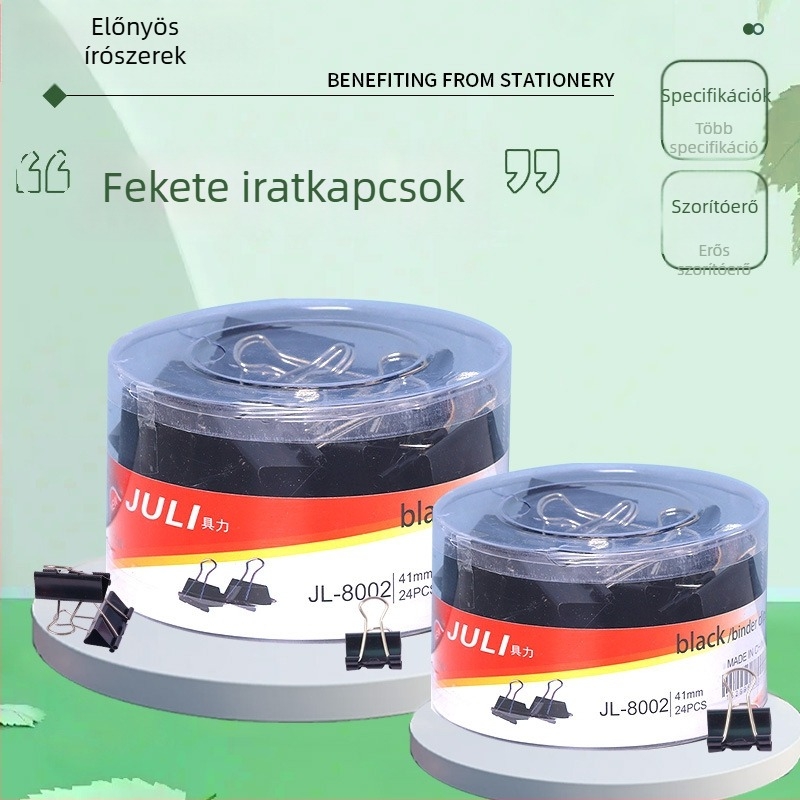 41 mm fekete hosszú farkú fémklip irodai kellék