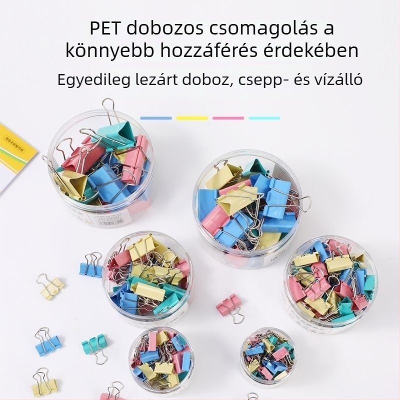 Színes hosszú iratkapcsok – fém, irodai kellékek, nagy tételben