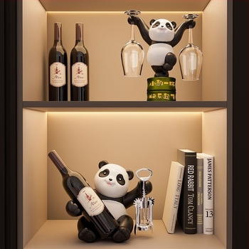 Panda borosállvány díszítő készlet nappaliba — elegáns, könnyed luxus otthoni dekoráció, lakásavató ajándék
