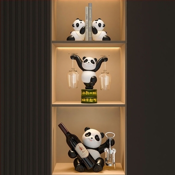 Panda borosállvány díszítő készlet nappaliba — elegáns, könnyed luxus otthoni dekoráció, lakásavató ajándék